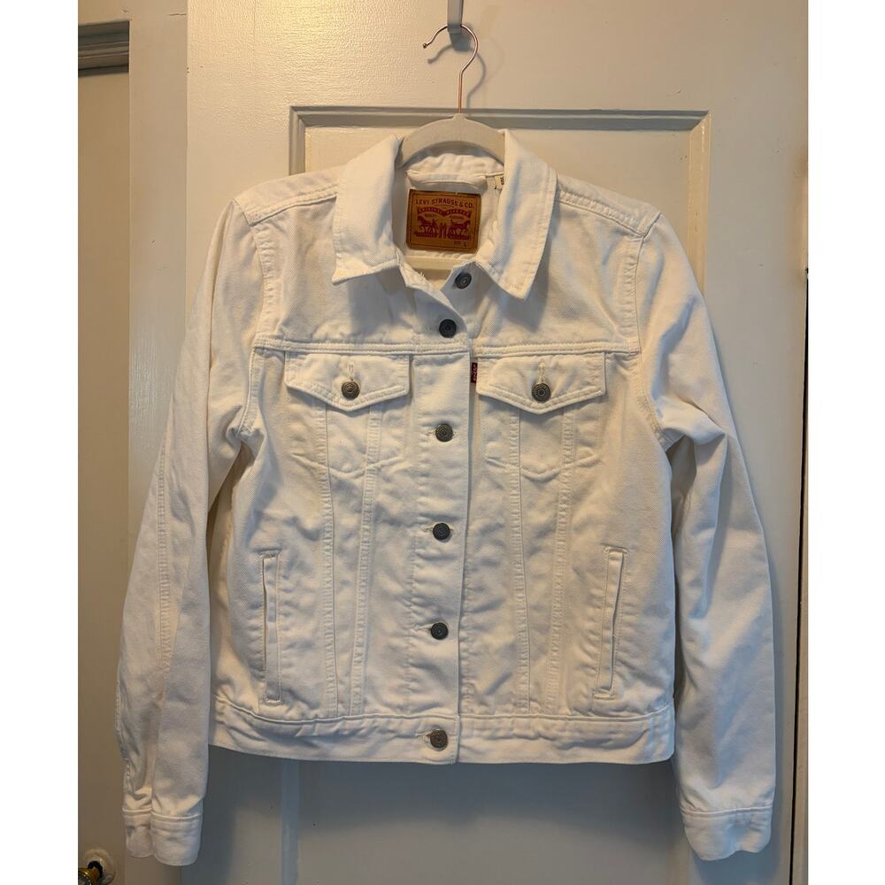 Women's VTG Levi's Denim Trucker Jacket White LARGE